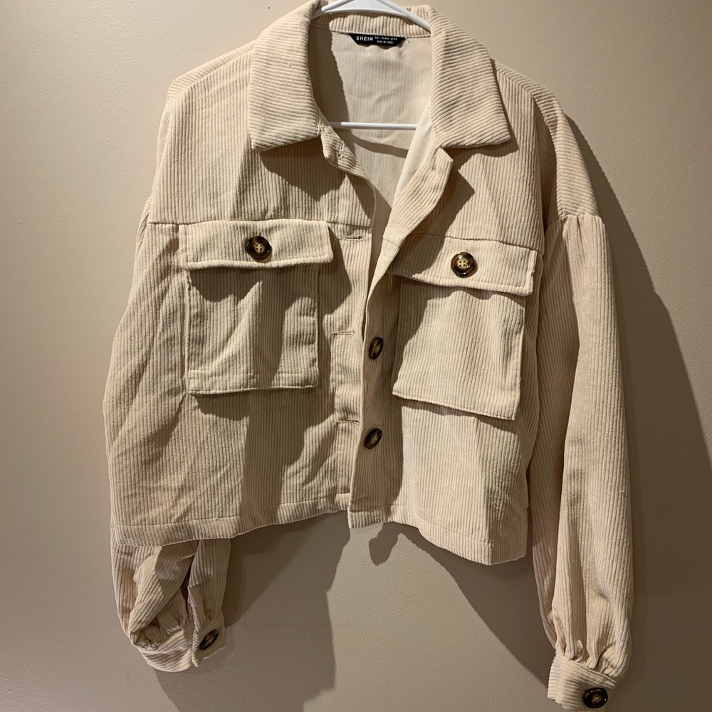 SHEIN cropped corduroy button up